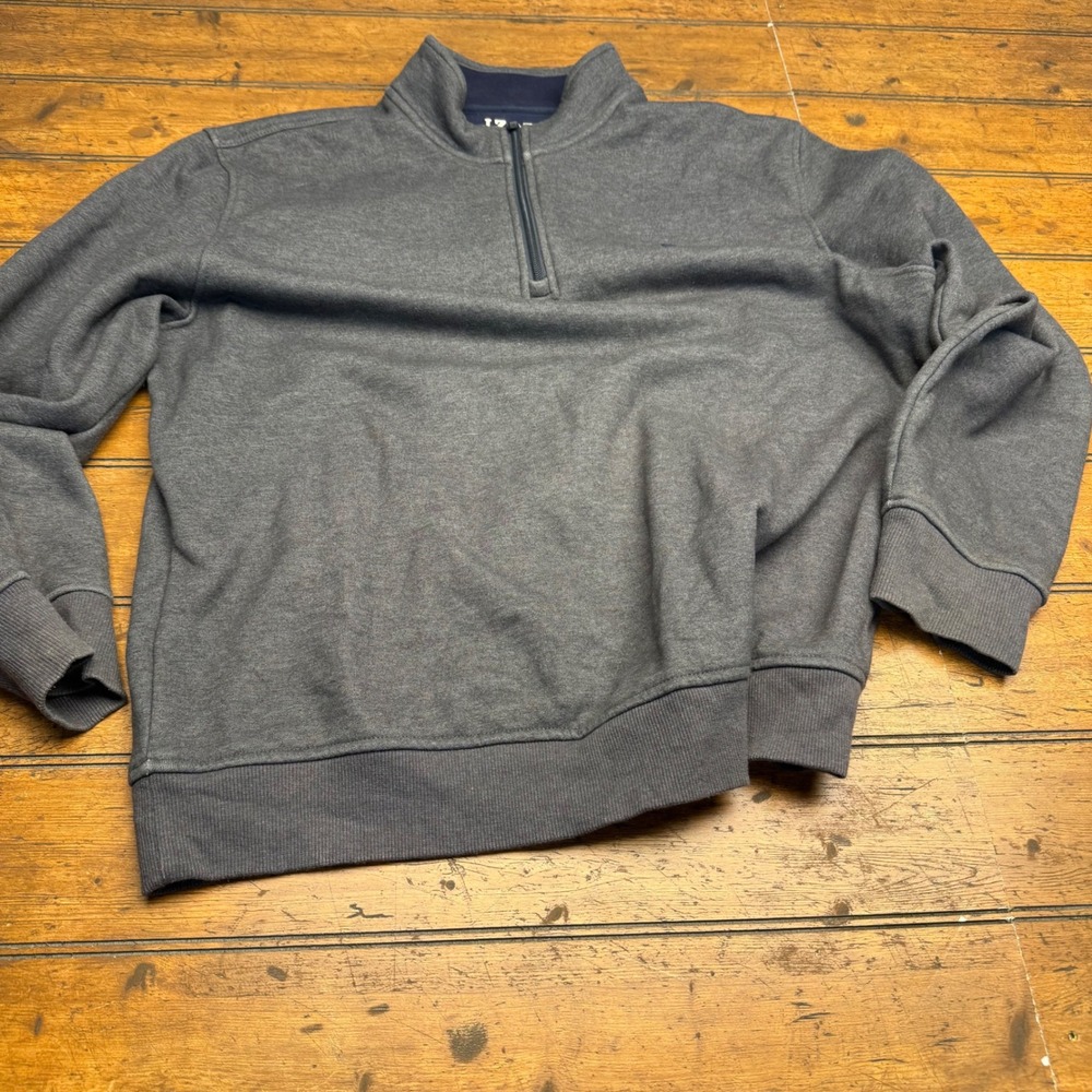 IZOD Mens Gray Performance Stretch Quarter‎ Zip Pullover Sweatshirt Size L